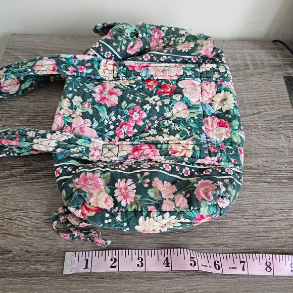 Vintage Vera Bradley Quilted Small Duffel Bag Boston Floral Garden Dark Green - Picture 6 of 6